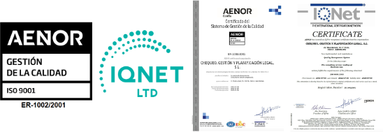 sellos calidad AENOR y IQNET, y certificados calidad